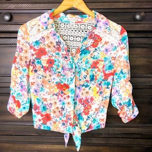 American Rag Floral Button Blouse